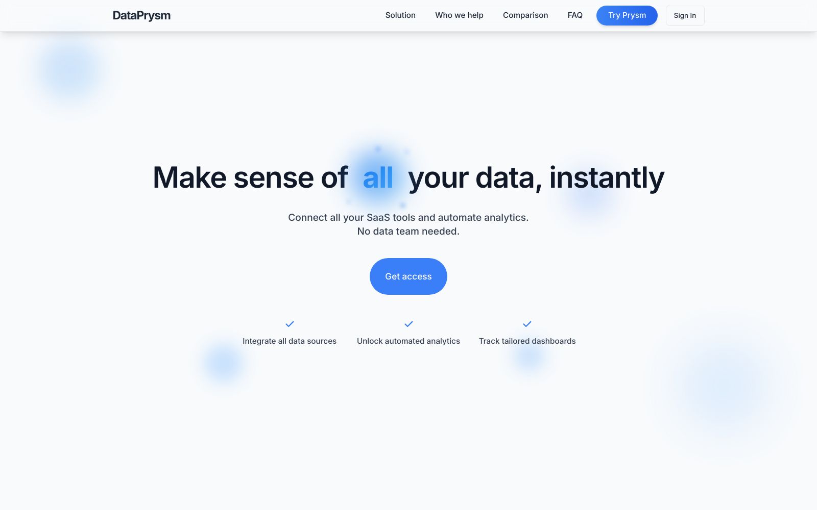 Screenshot of dataprysm.com at 8/9/2025