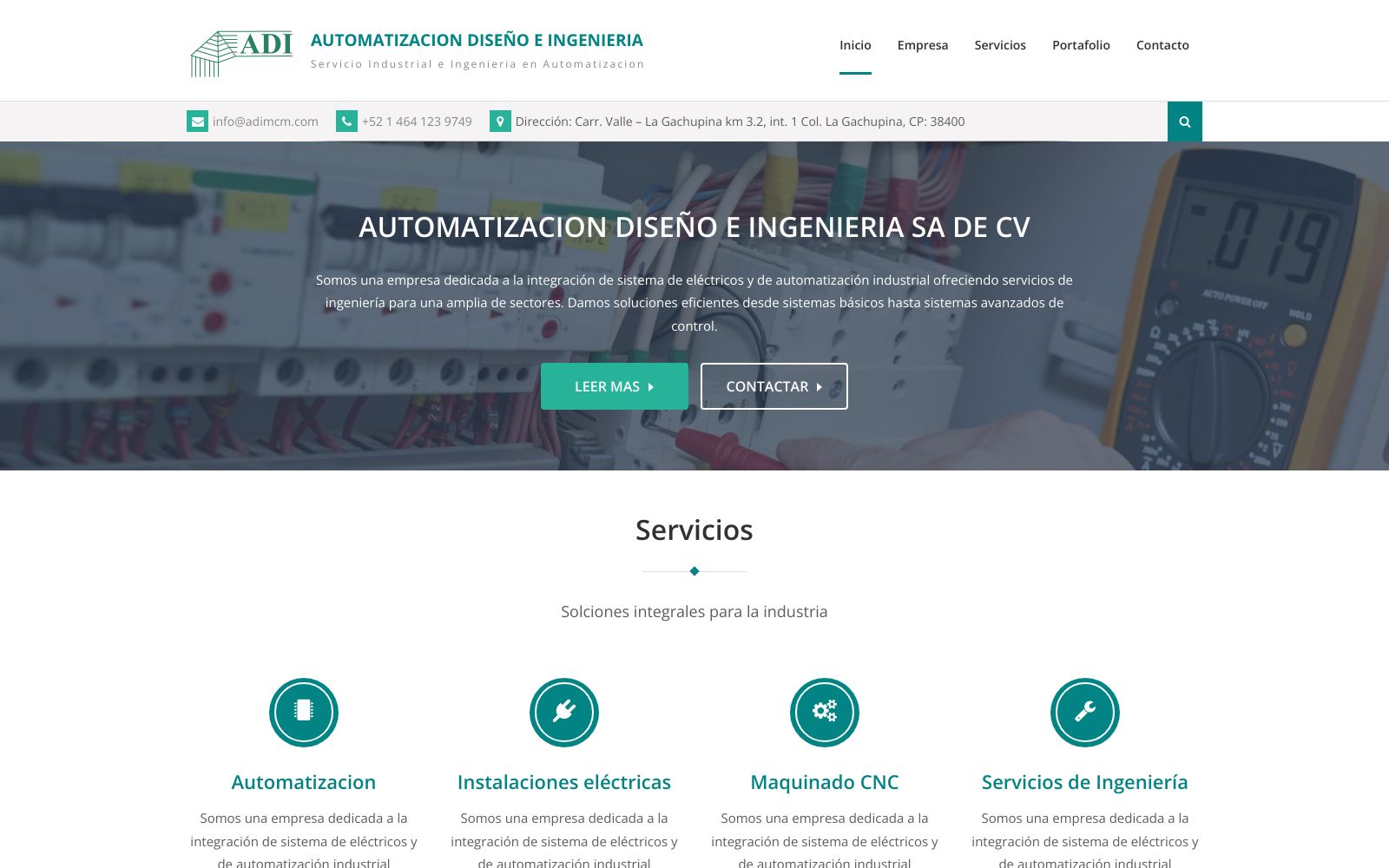 Screenshot of adimcm.com at 8/12/2025