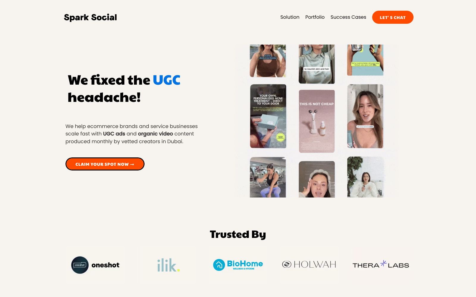 Screenshot of www.sparksocial.ae at 9/13/2025