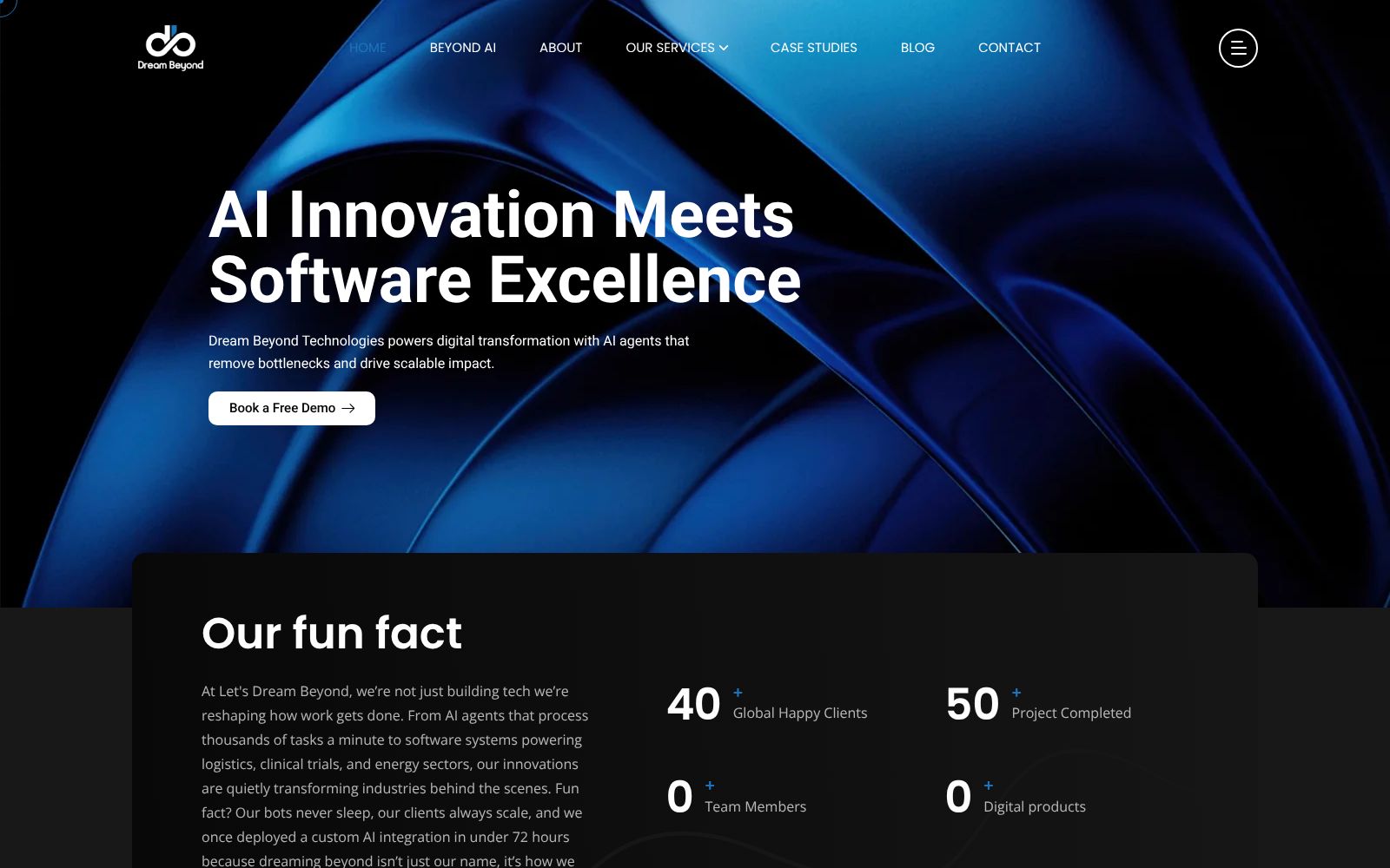 Screenshot of letsdreambeyond.com at 9/18/2025