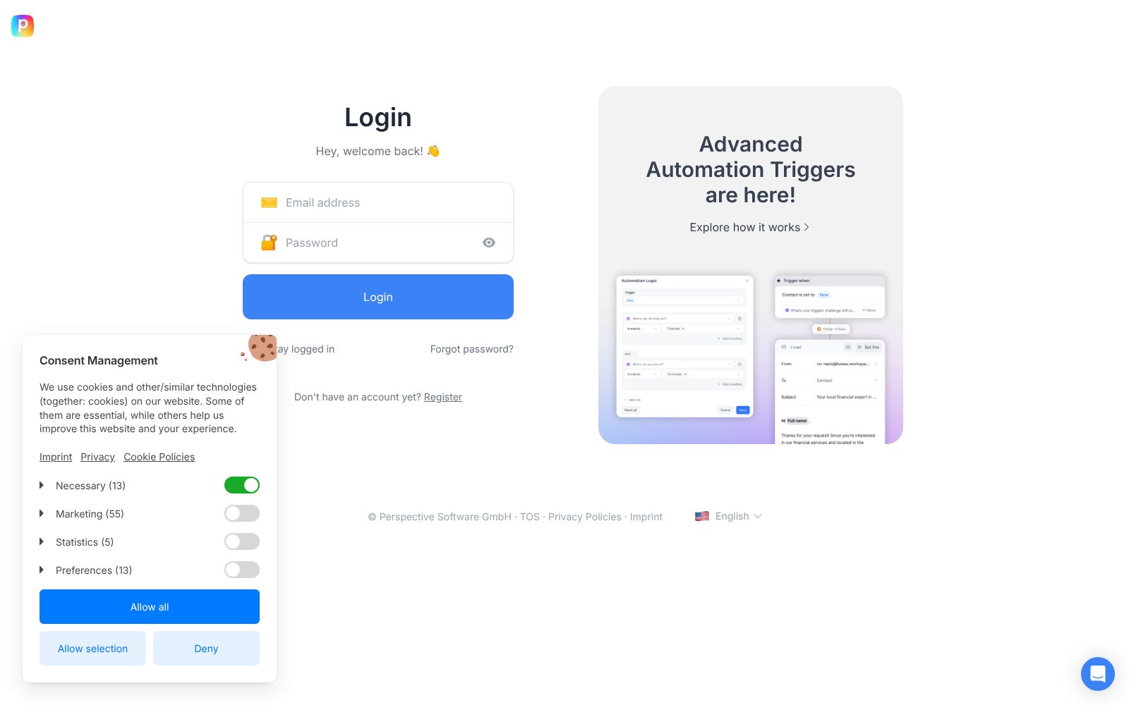 Screenshot of app.perspective.co at 10/2/2025