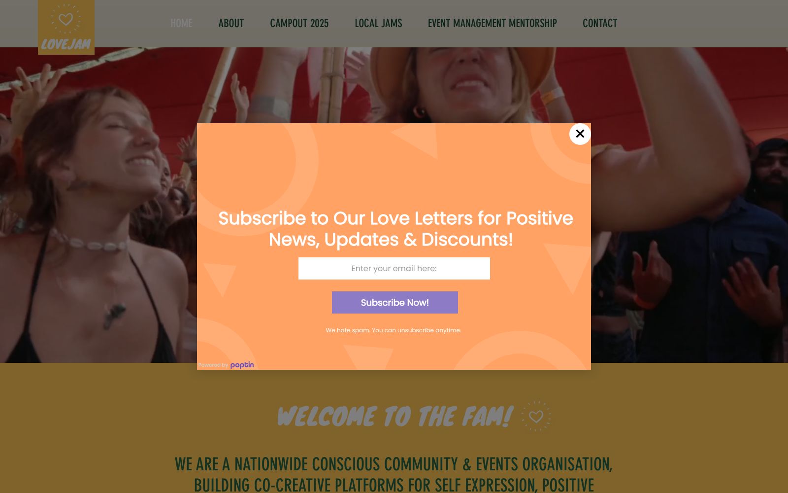 Screenshot of www.lovejam.community at 10/14/2025