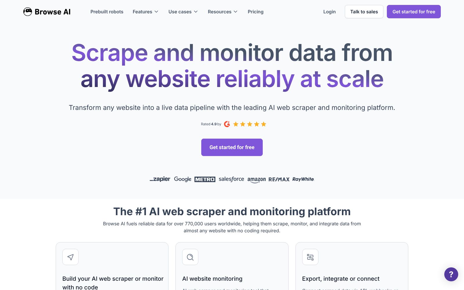 Screenshot of browse.ai at 10/19/2025