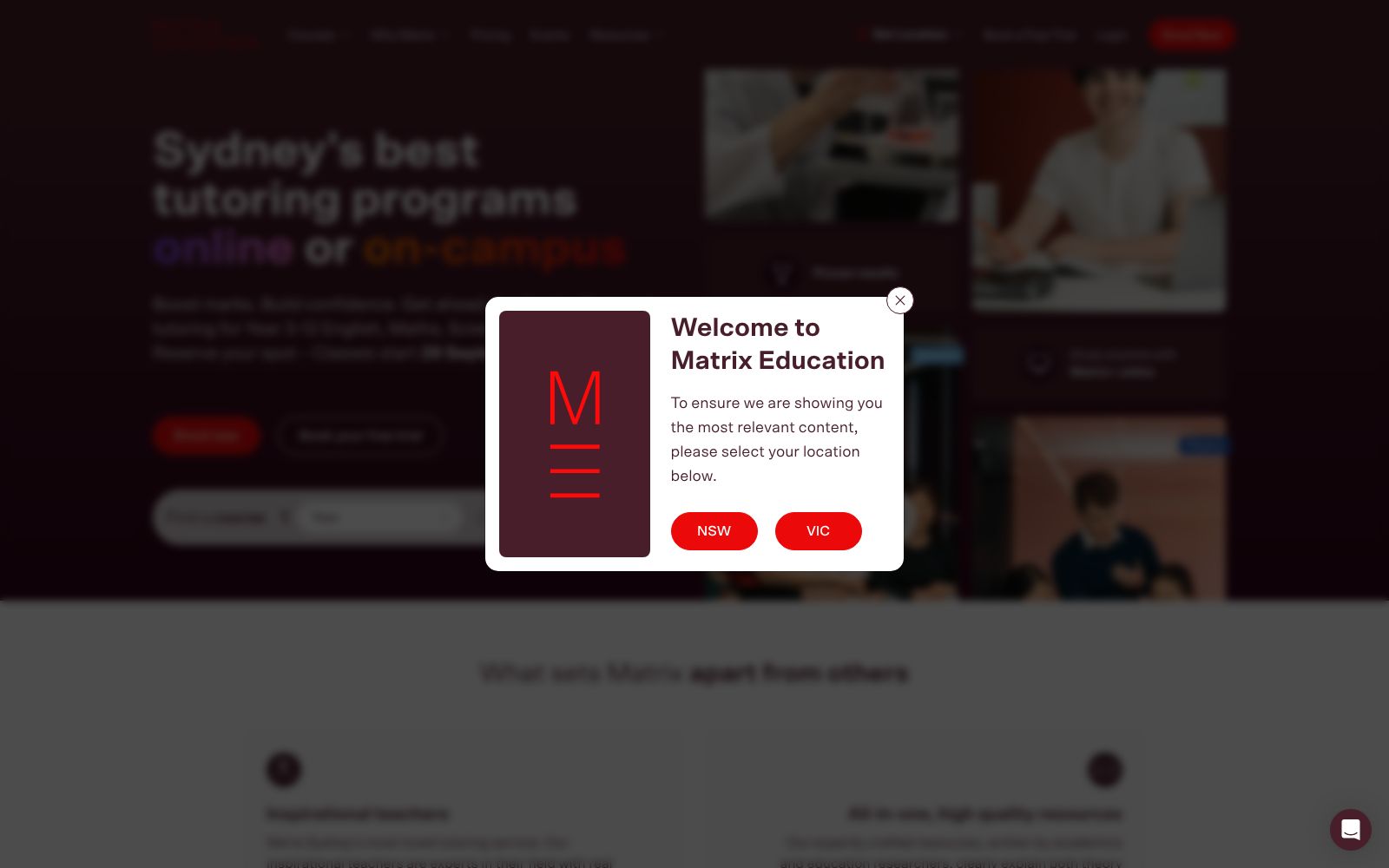 Screenshot of www.matrix.edu.au at 10/23/2025