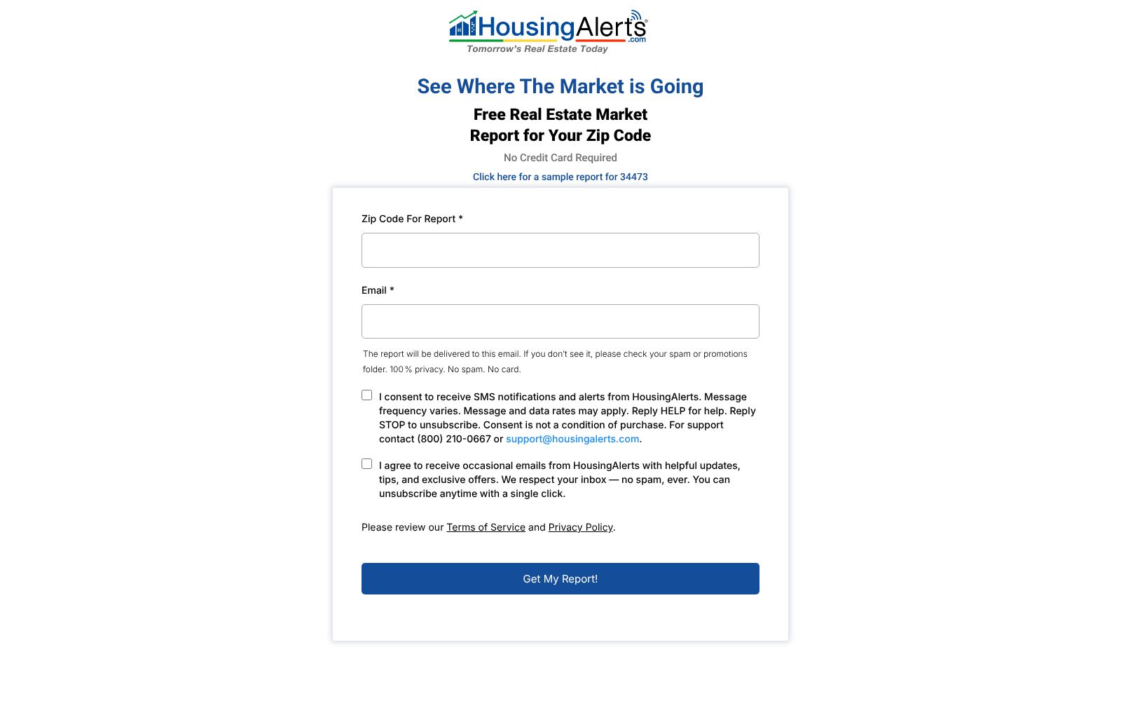 Screenshot of get.housingalerts.com at 10/23/2025