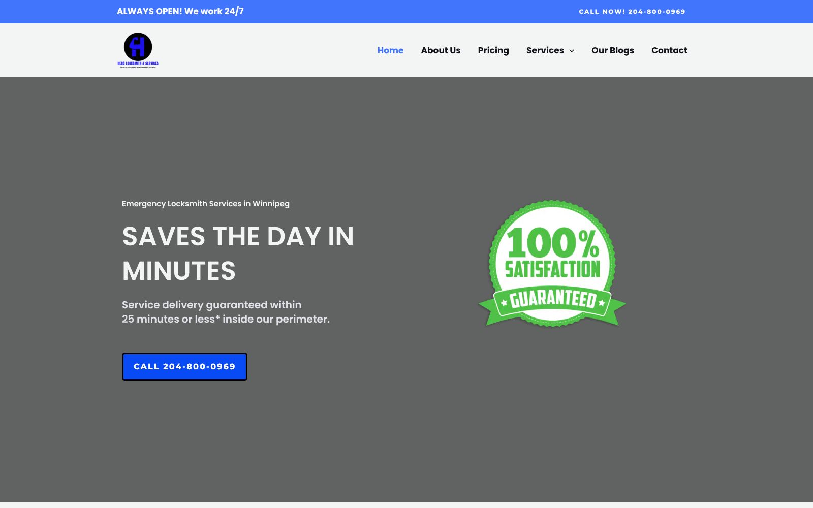Screenshot of 204herolocksmith.com at 10/27/2025