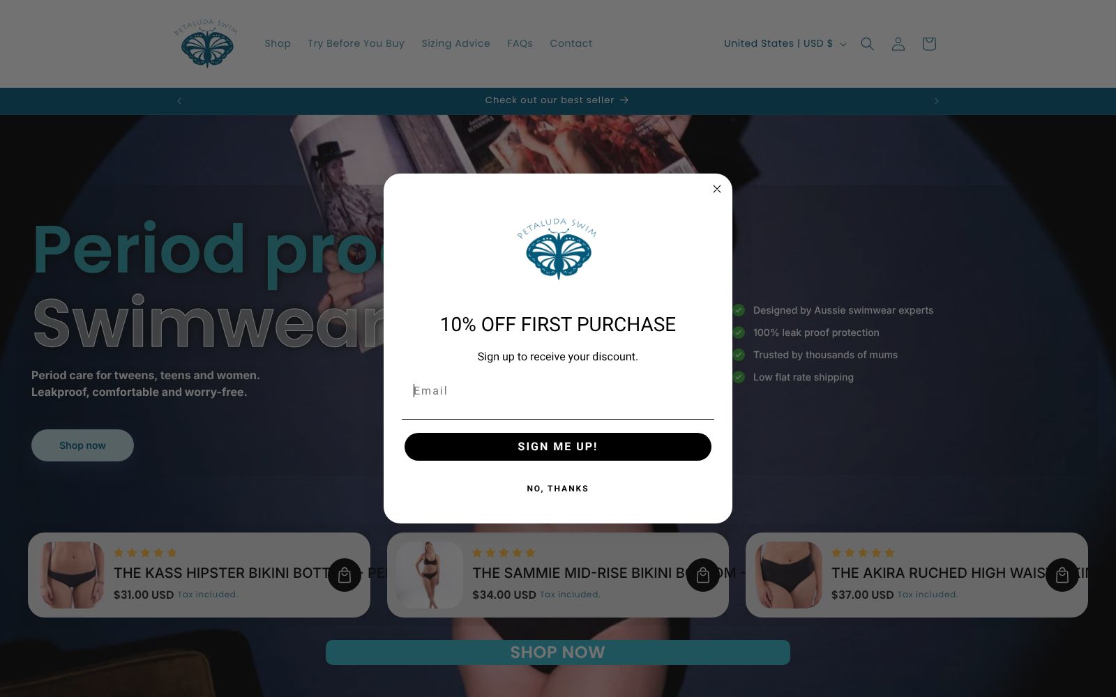 Screenshot of www.petaludaswim.com at 10/30/2025