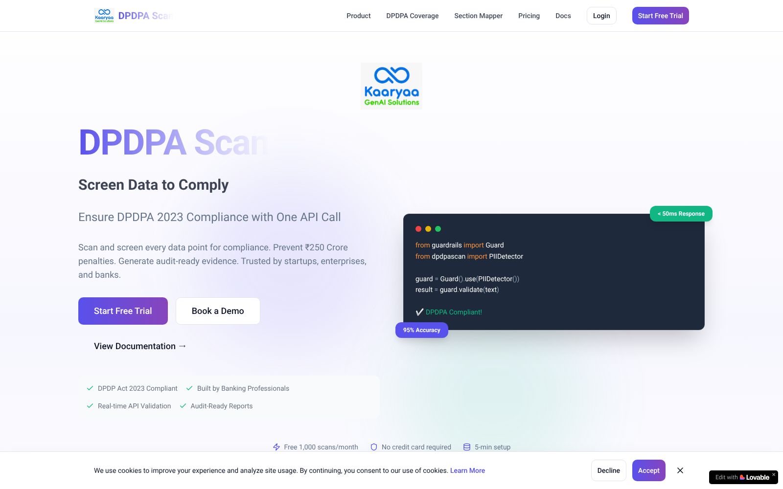 Screenshot of preview--dpdpa-scan.lovable.app at 10/31/2025