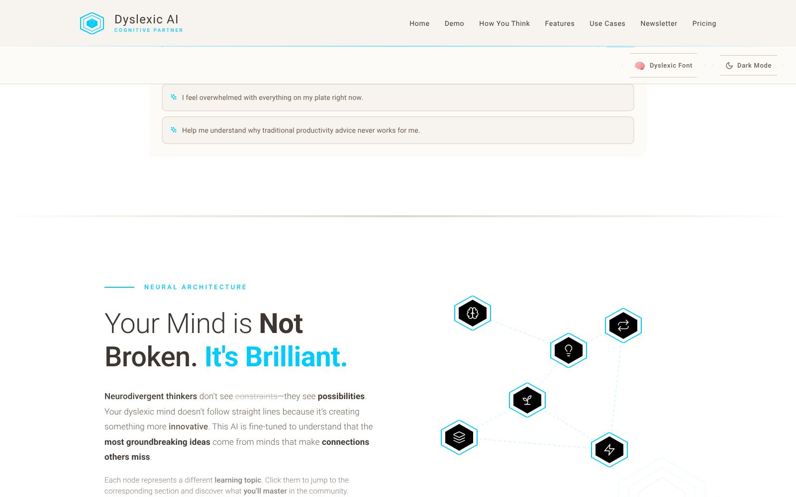 Screenshot of dyslexic.ai at 11/3/2025