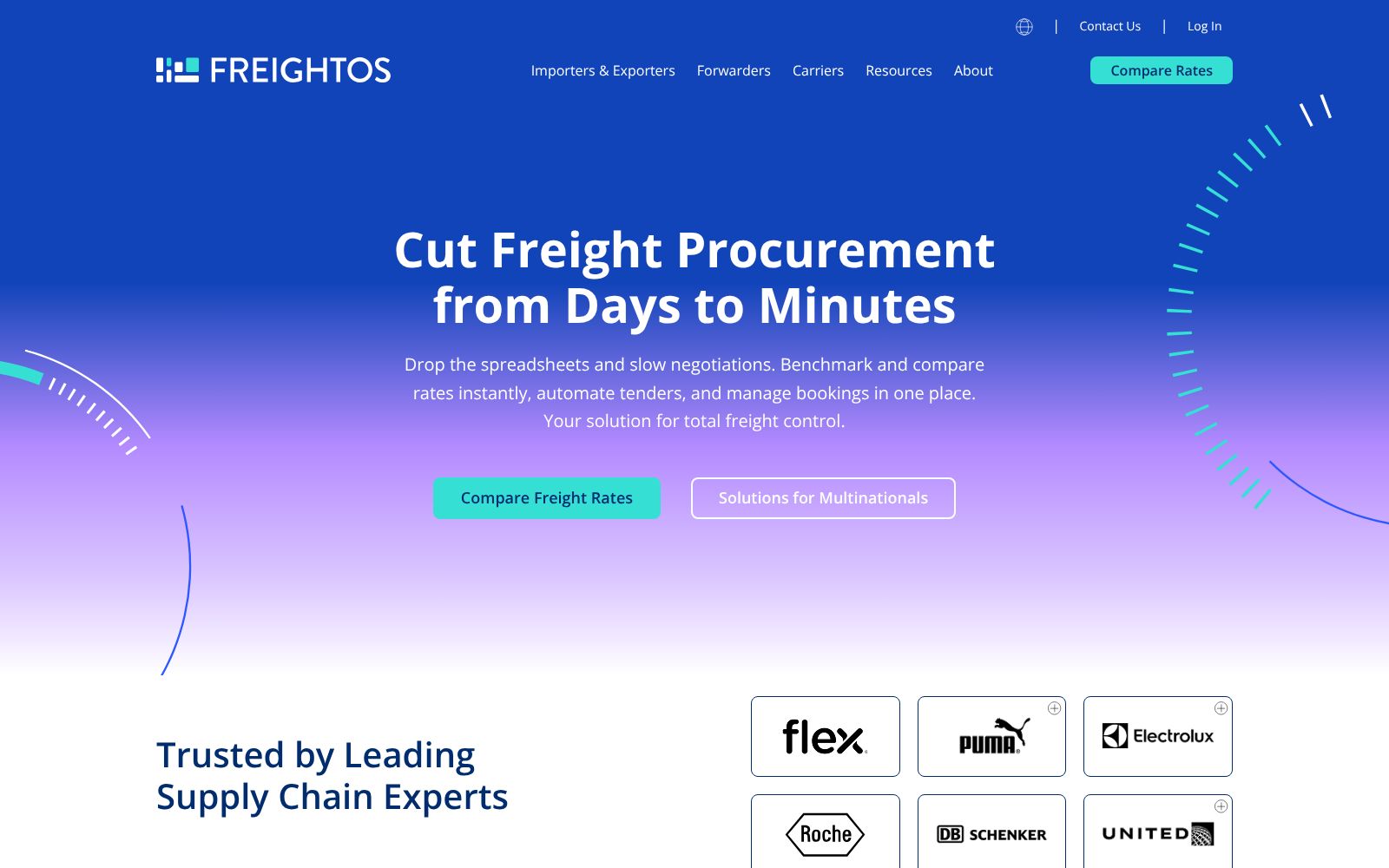 Screenshot of www.freightos.com at 11/12/2025