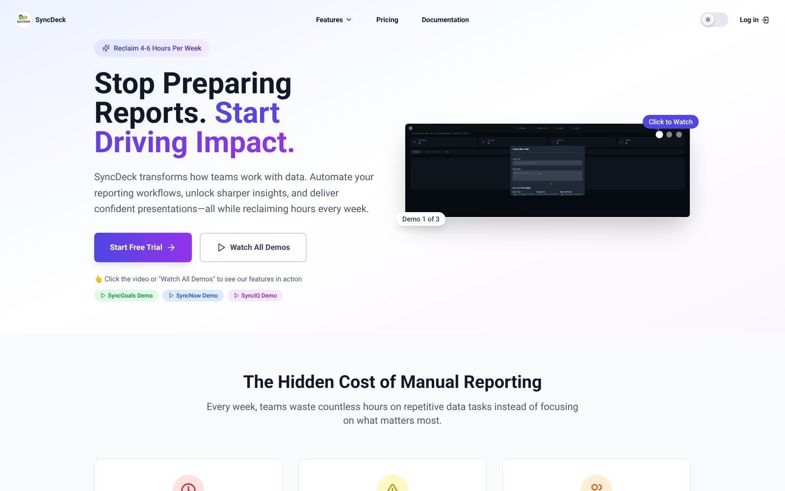 Screenshot of syncdeck.io at 11/13/2025