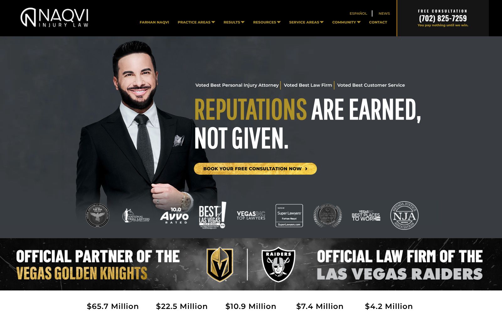 Screenshot of naqvilaw.com at 11/26/2025