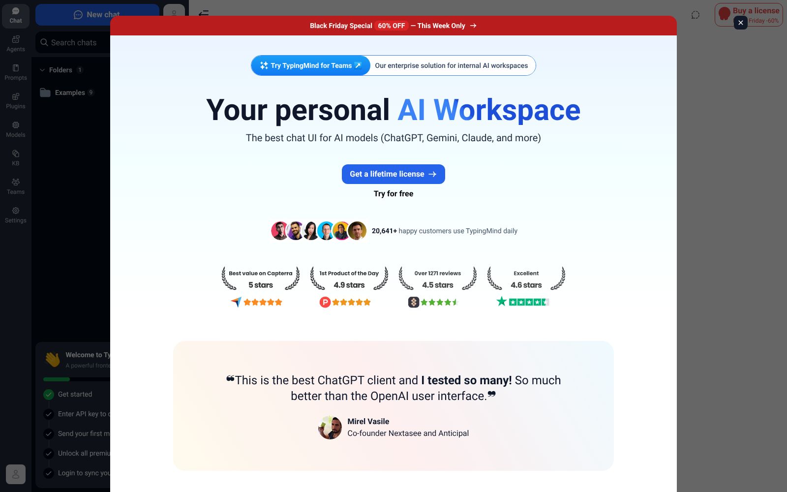 Screenshot of www.typingmind.com at 12/6/2025