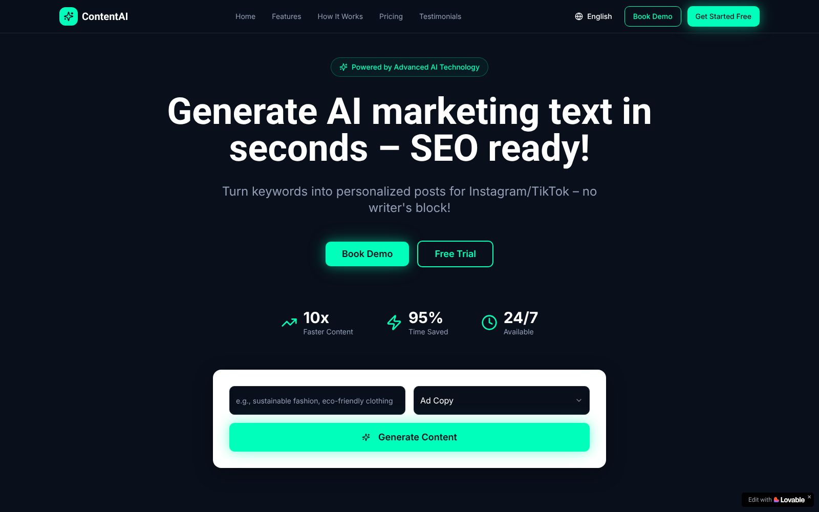 Screenshot of magic-wordsmith-app.lovable.app at 12/15/2025