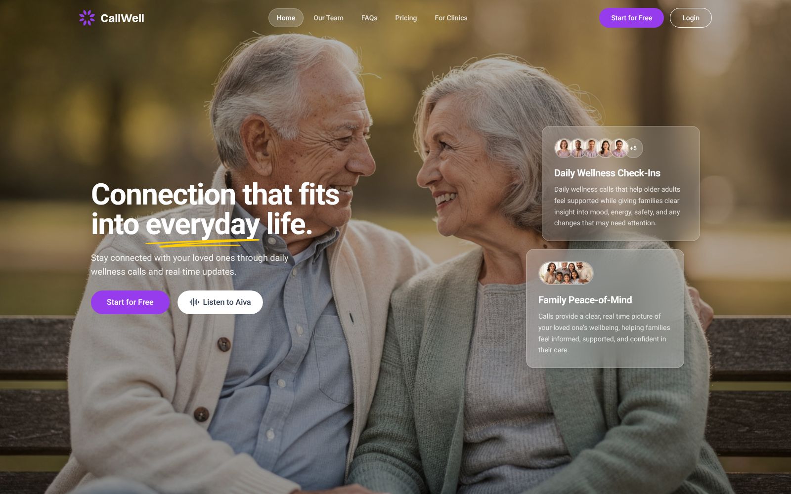 Screenshot of callwell.care at 1/5/2026