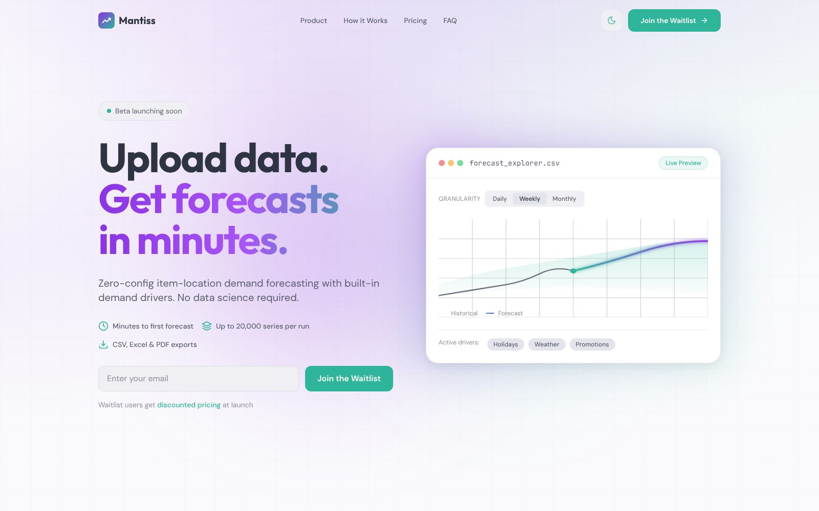 Screenshot of mantiss.ai at 1/18/2026