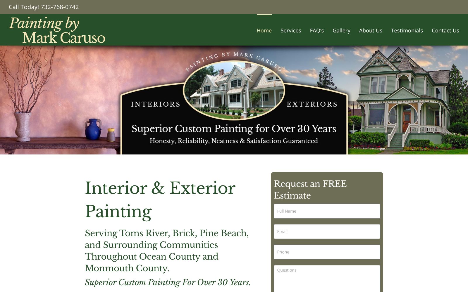 Screenshot of markcarusopainting.com at 1/22/2026