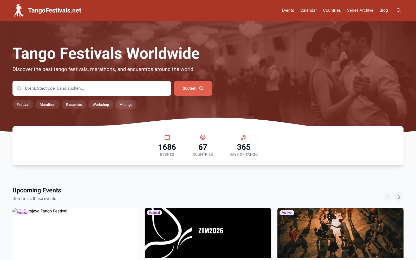 Screenshot of tangofestivals.pages.dev at 1/27/2026