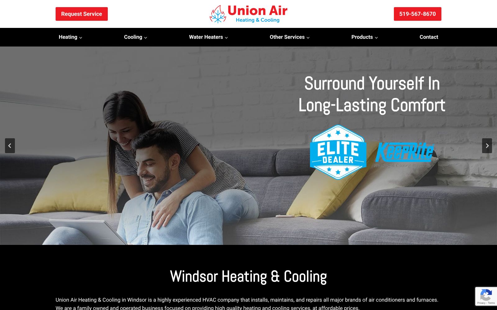 Screenshot of unionair.ca at 2/13/2026