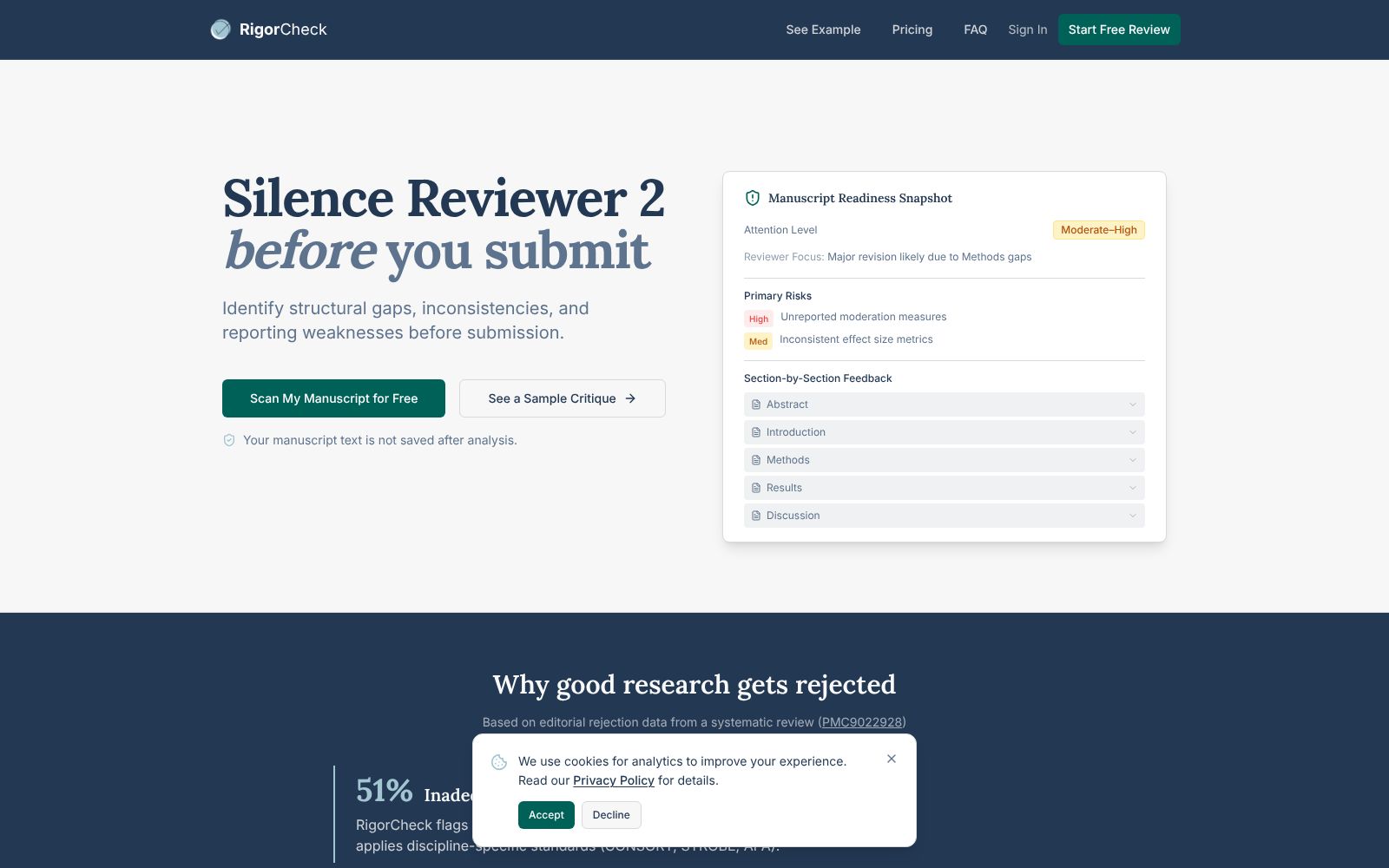 Screenshot of www.rigorcheck.com at 2/16/2026