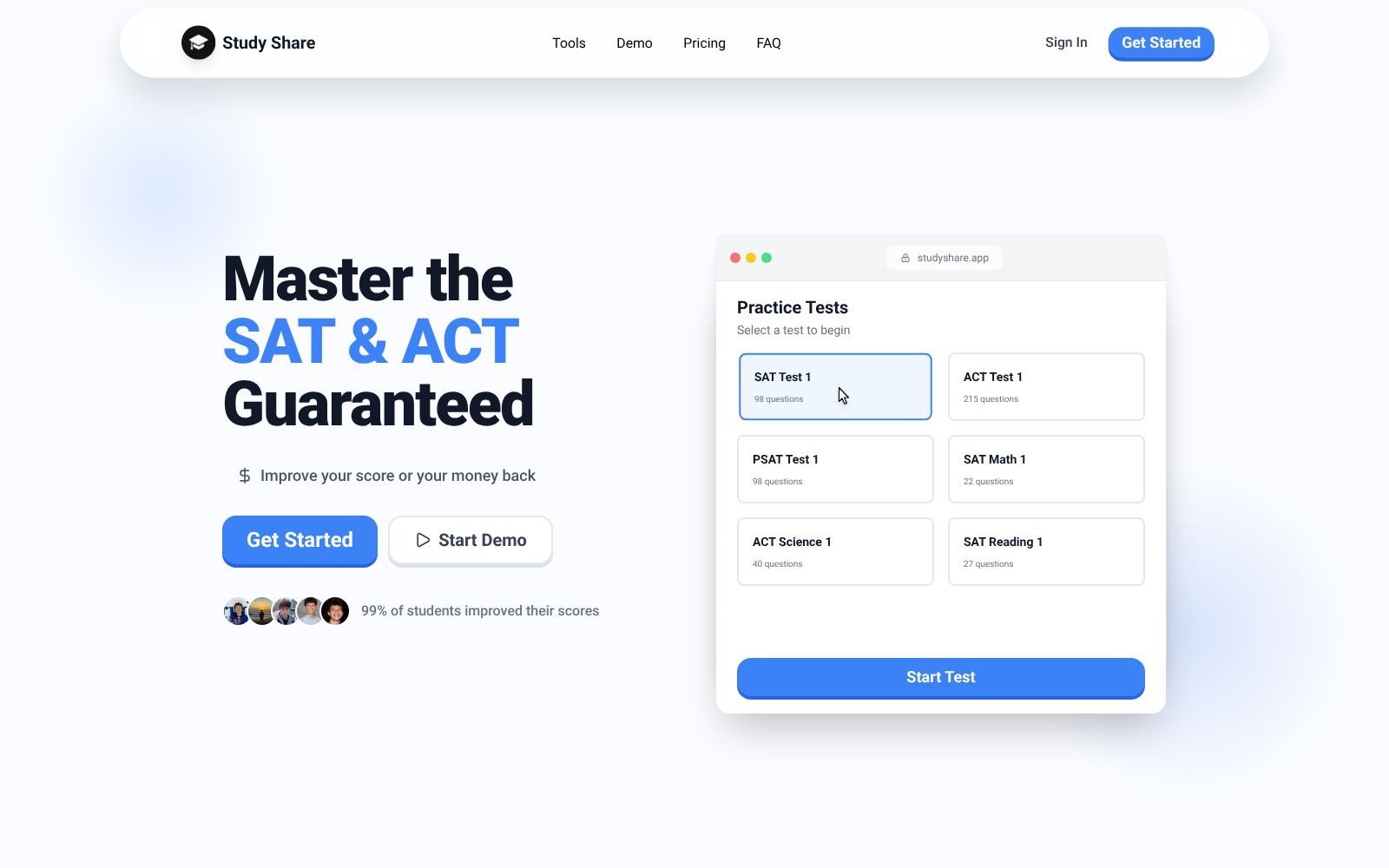 Screenshot of studyshare.app at 2/20/2026