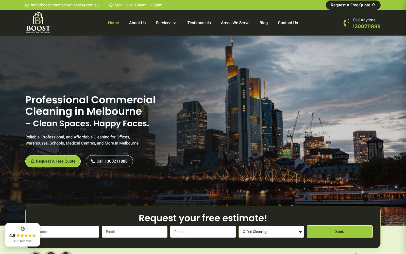 Screenshot of boostcommercialcleaning.com.au at 3/1/2026