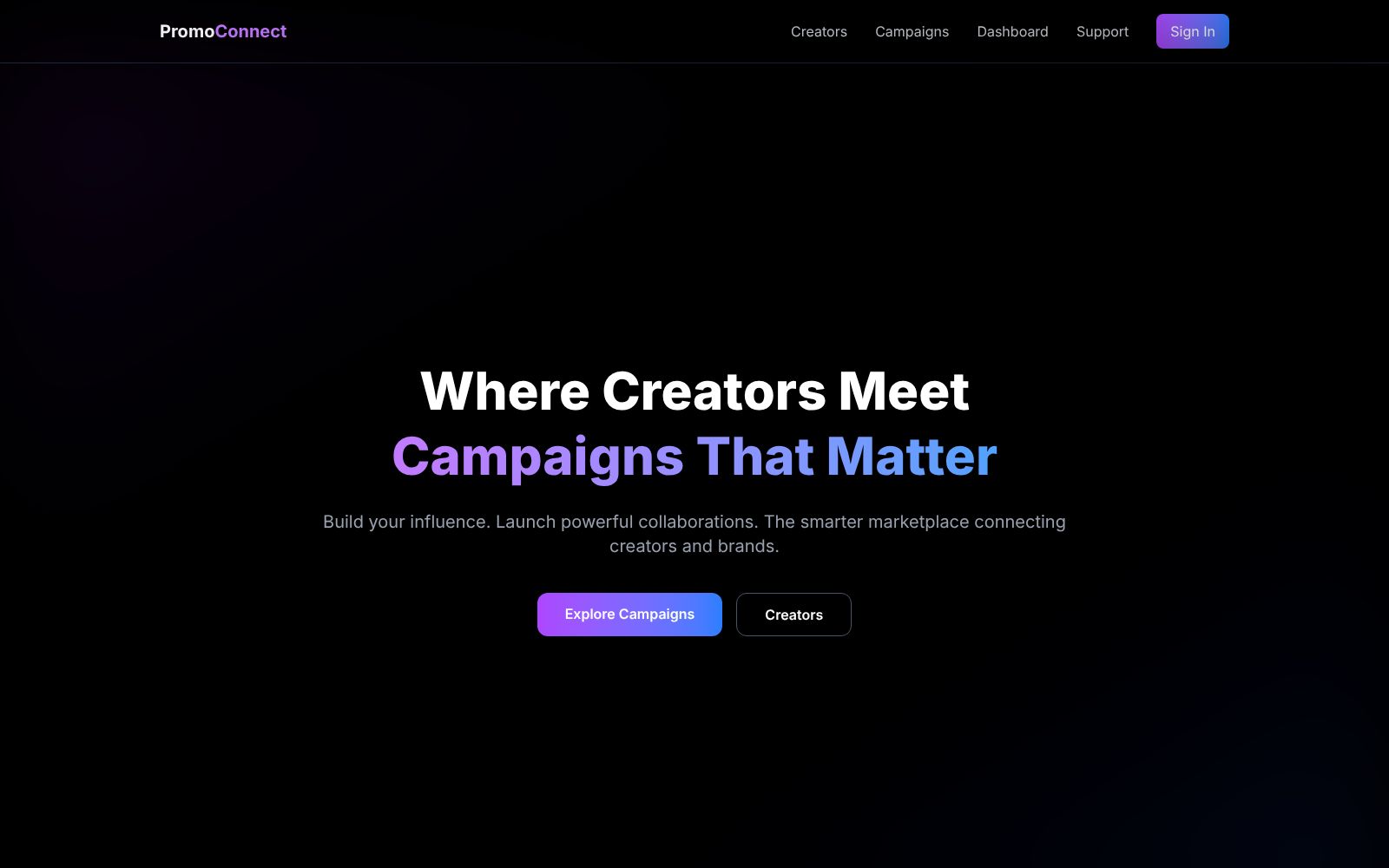 Screenshot of promoconnect-zeta.vercel.app at 3/27/2026