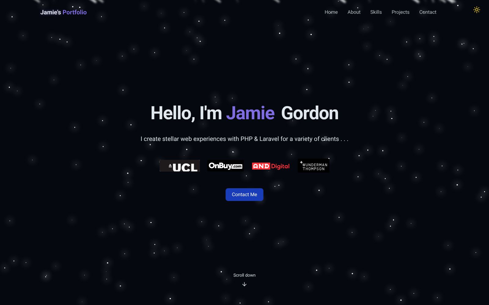 Screenshot of www.jamiegdev.uk at 3/28/2026
