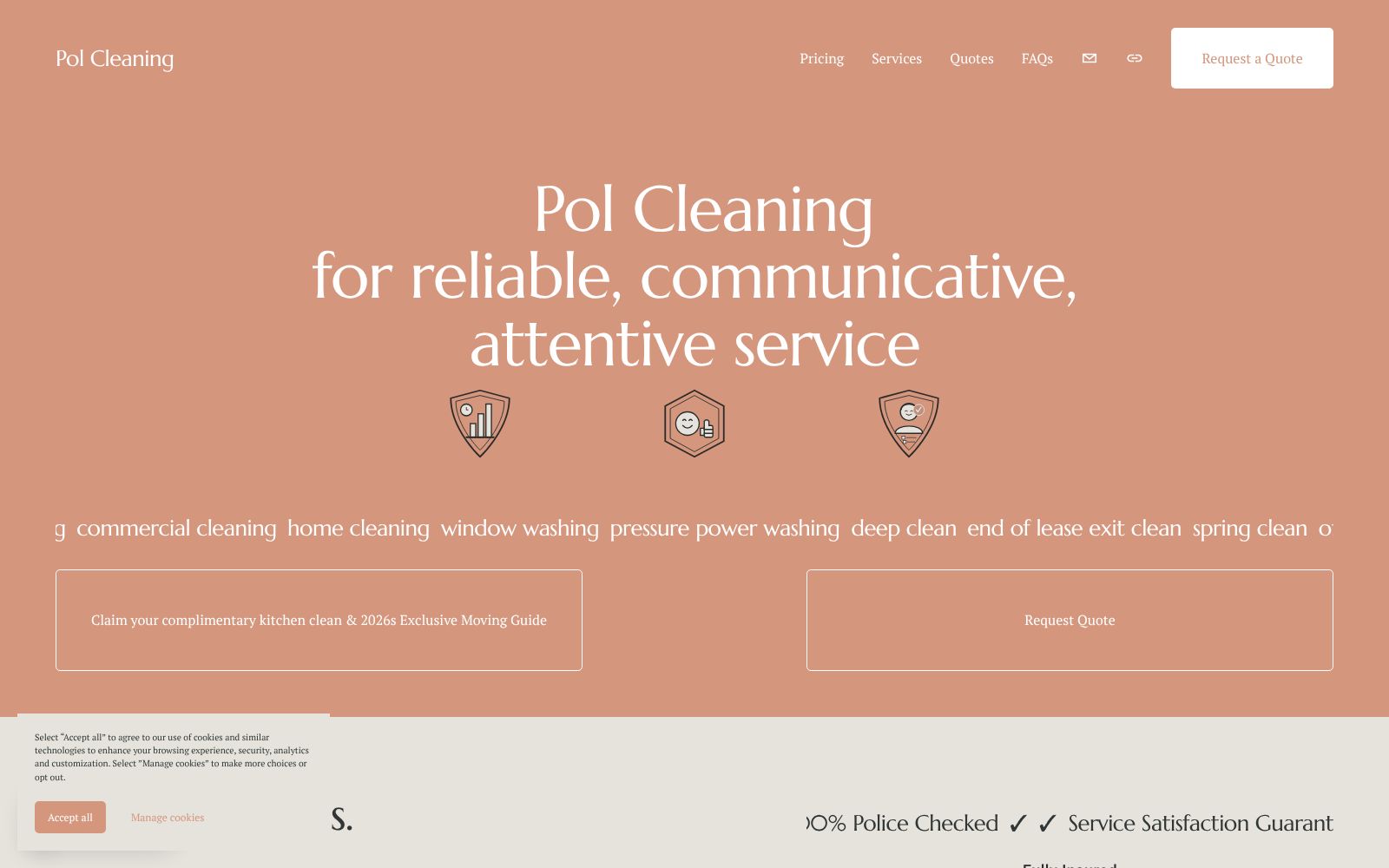 Screenshot of www.polcleaning.com at 3/30/2026